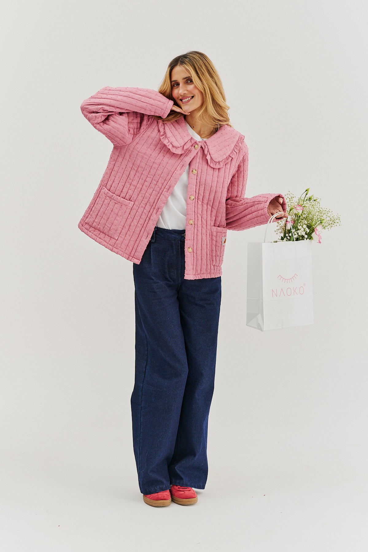 Lekka kurtka pikowana Rosy Blush