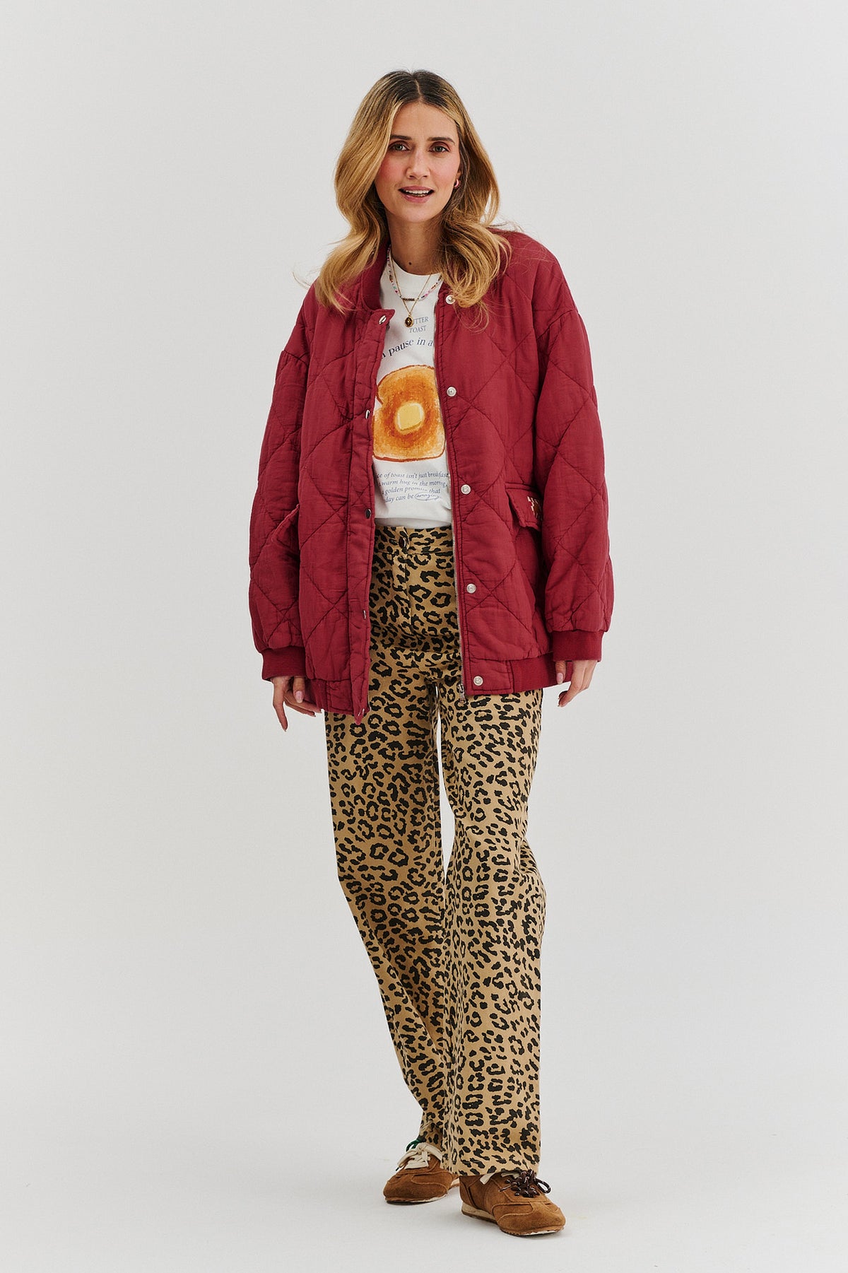 Bomberka pikowana oversize Smoky Blush