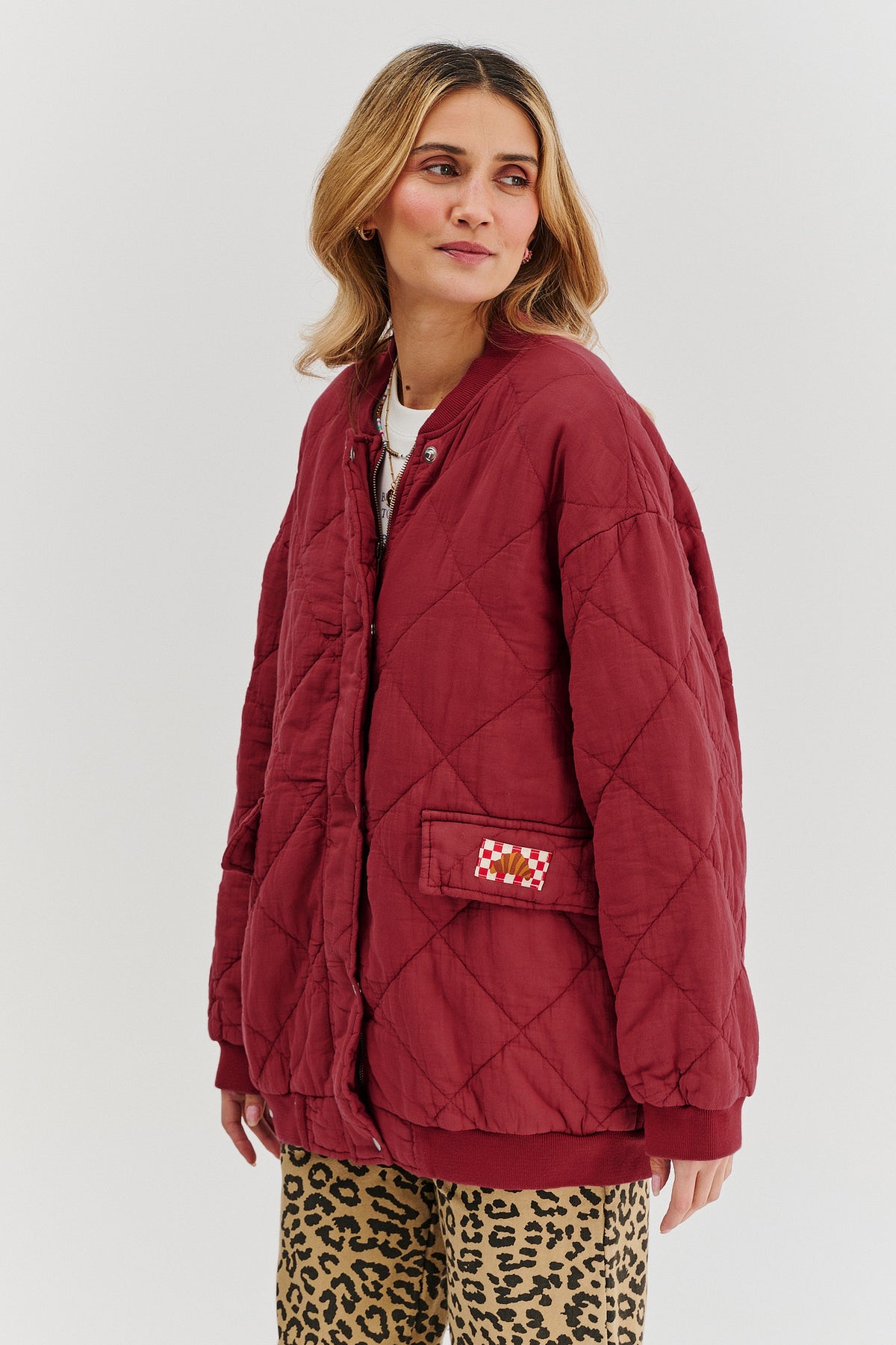 Bomberka pikowana oversize Smoky Blush