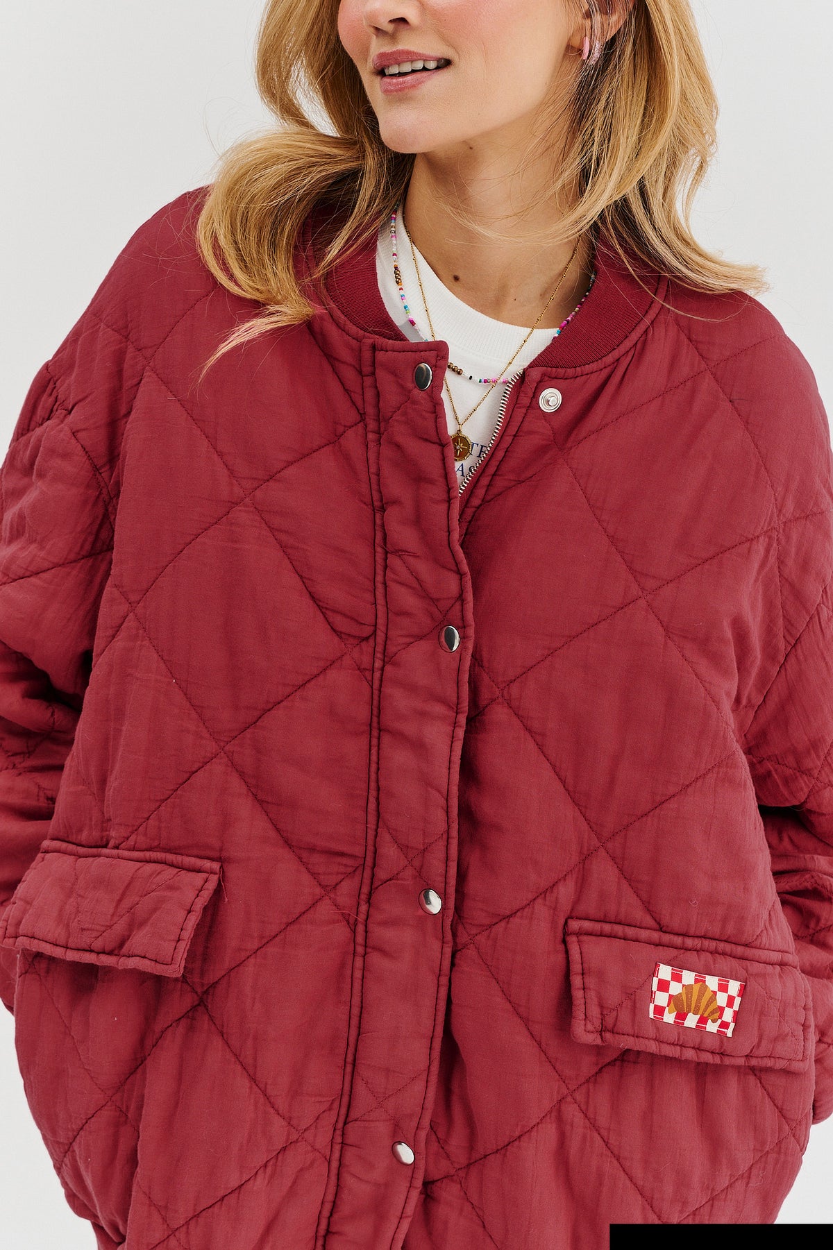 Bomberka pikowana oversize Smoky Blush