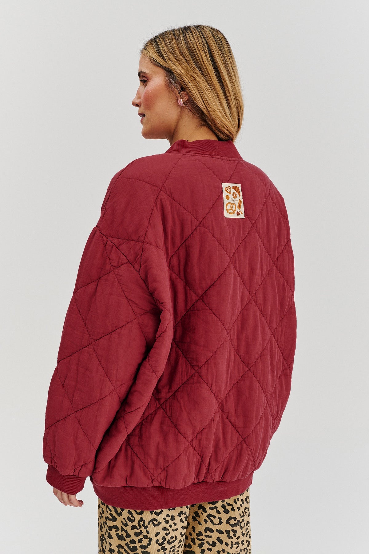 Bomberka pikowana oversize Smoky Blush