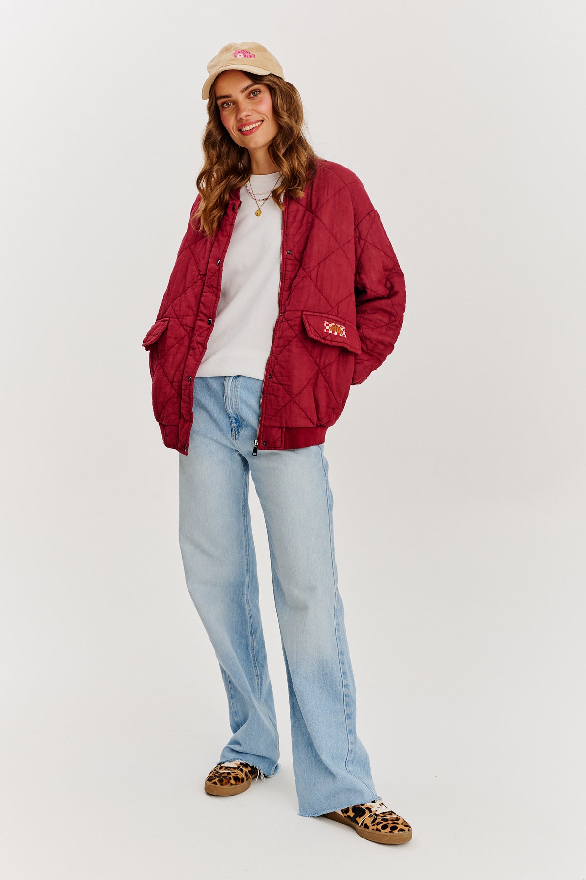 Bomberka pikowana oversize Smoky Blush