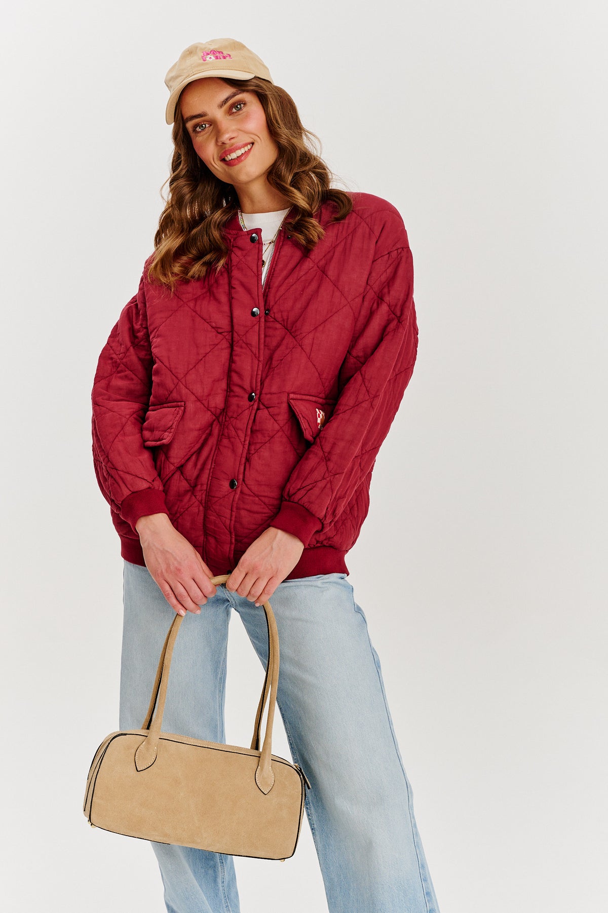Bomberka pikowana oversize Smoky Blush