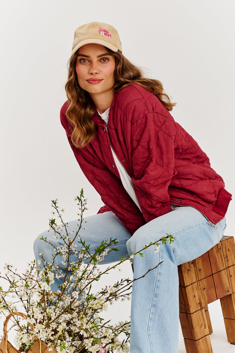 Bomberka pikowana oversize Smoky Blush