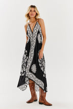 naoko sukienka maxi z wzorem boho odkryte plecy